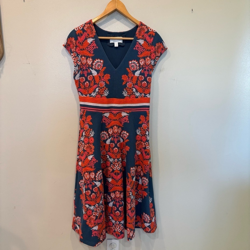 Ett:Twa Anthropologie Soiree Embroidered Floral Flowy Dress Women’s Size 6
